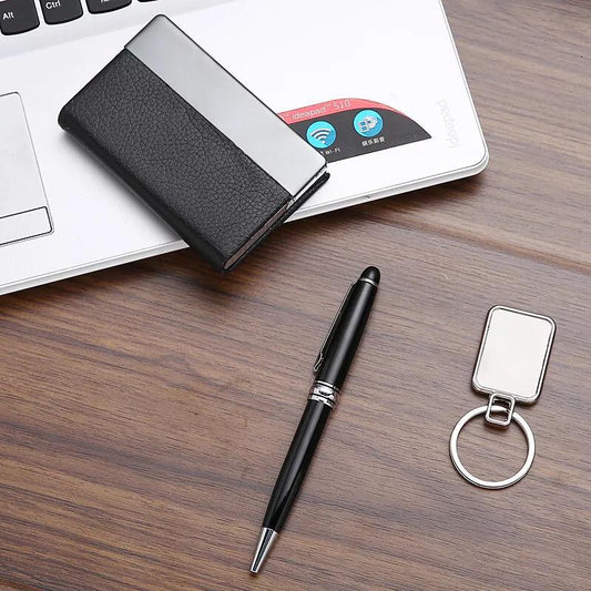 Stylish PU Book, Keychain & Pen Set