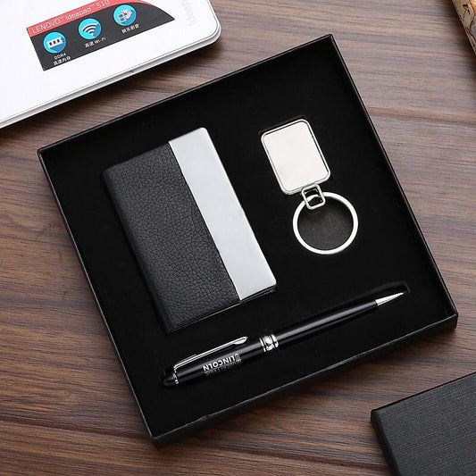 Stylish PU Book, Keychain & Pen Set