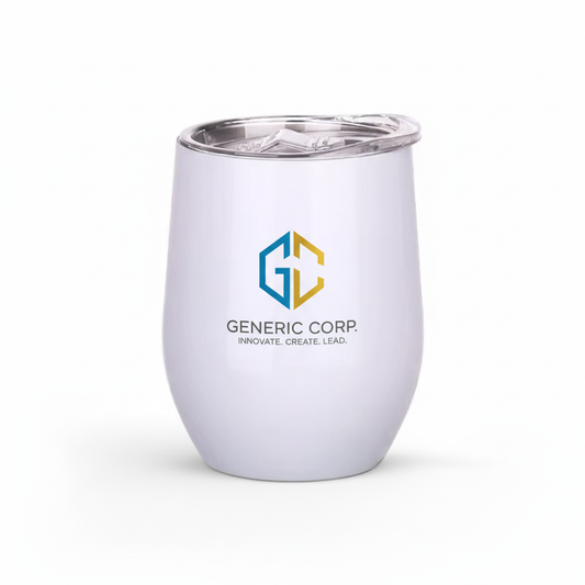 Custom stainless steel insulated tumbler with clear lid for logo branding – white background