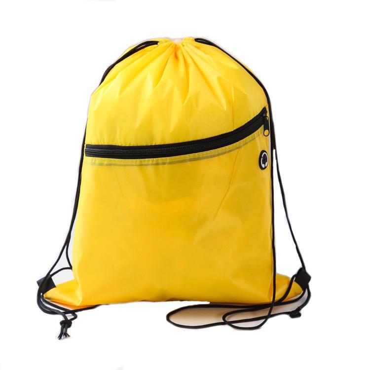 Custom Drawstring Bag with Front Zipper Pocket – Promotional Gym & Event Bag