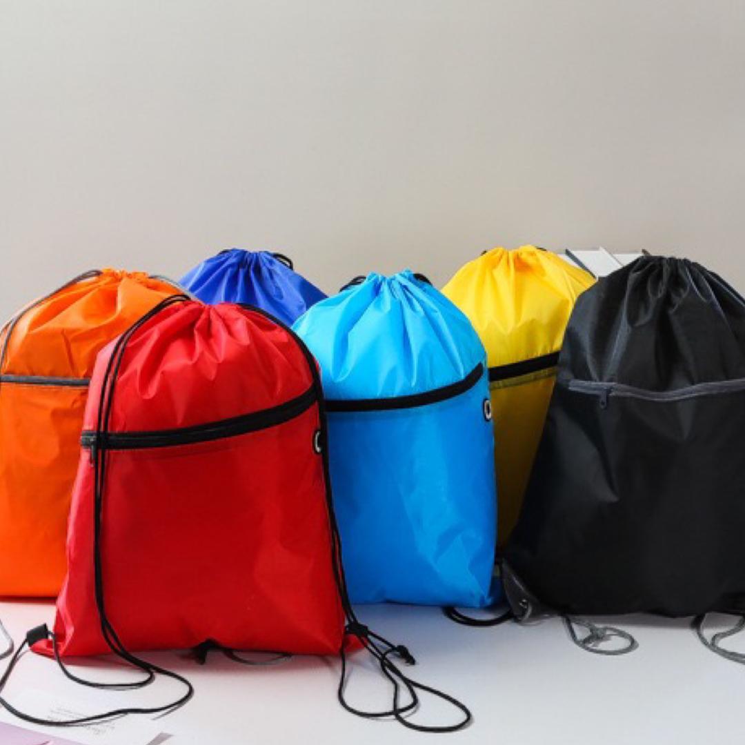 Custom Drawstring Bag with Front Zipper Pocket – Promotional Gym & Event Bag