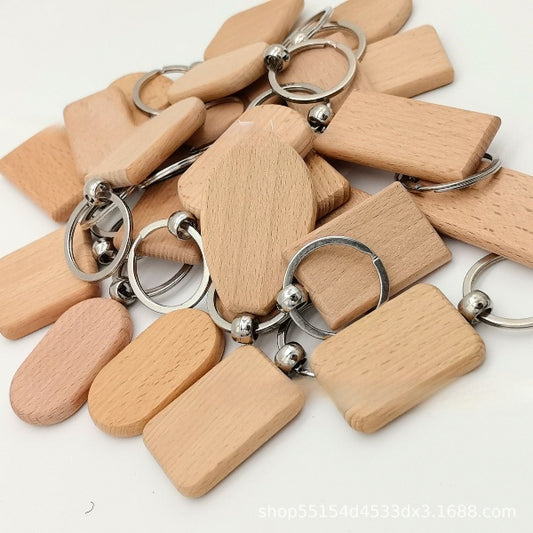 Wooden Keychains – Beech Wood Laser Engraved DIY Keychains