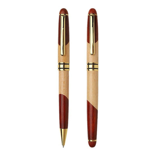 Vintage Two-Tone Bamboo & Metal Pen with Premium Refill