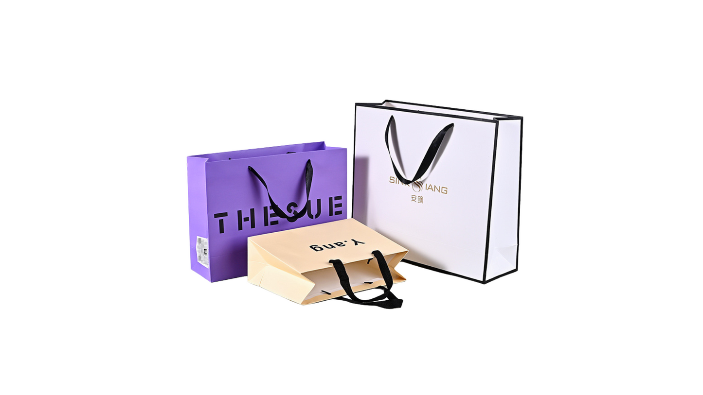 Custom Logo White Card Handle Paper Bags