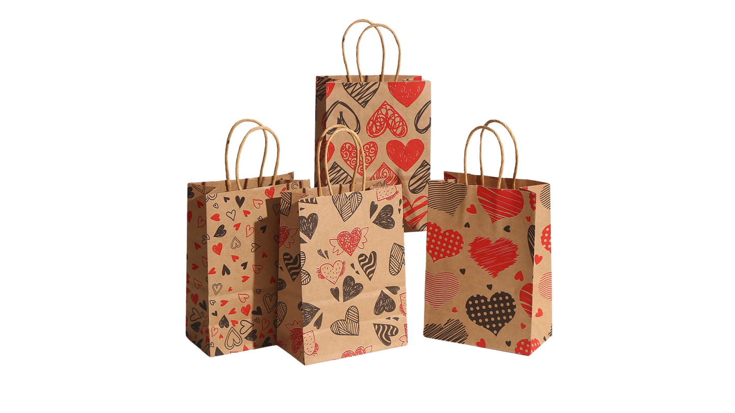 Valentine’s Day Love Heart Kraft Gift Bags