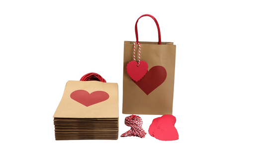 Christmas Gift Bags with Heart Decorations