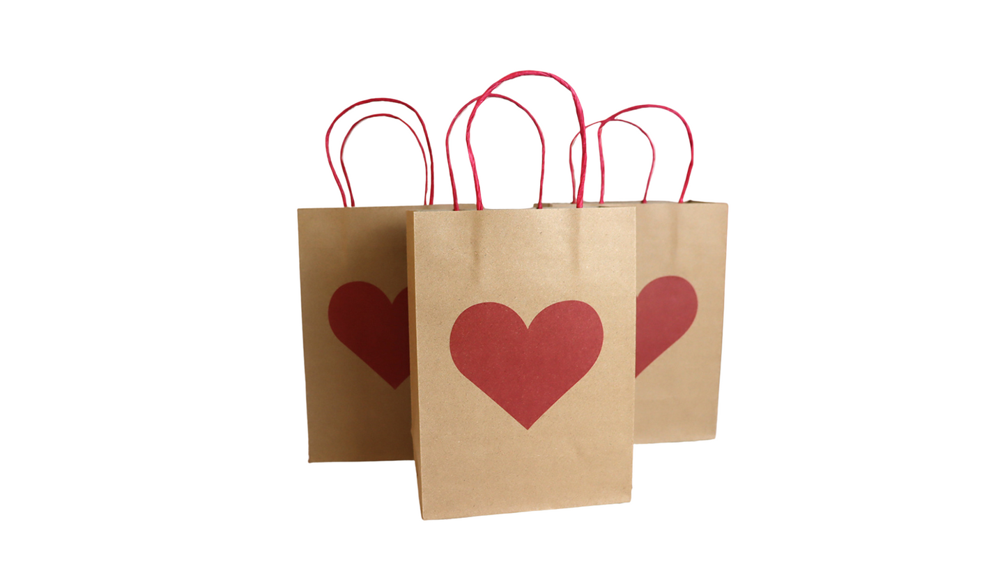 Christmas Gift Bags with Heart Decorations