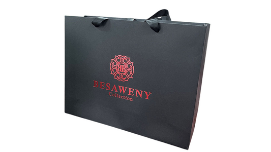 Black Cardstock Tote Bags with Gold Foil Logo
