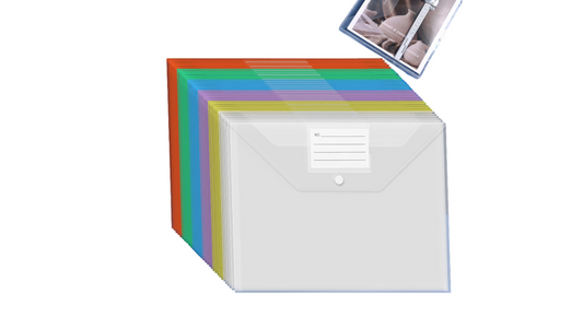 Transparent Button File Folder Document Pouch