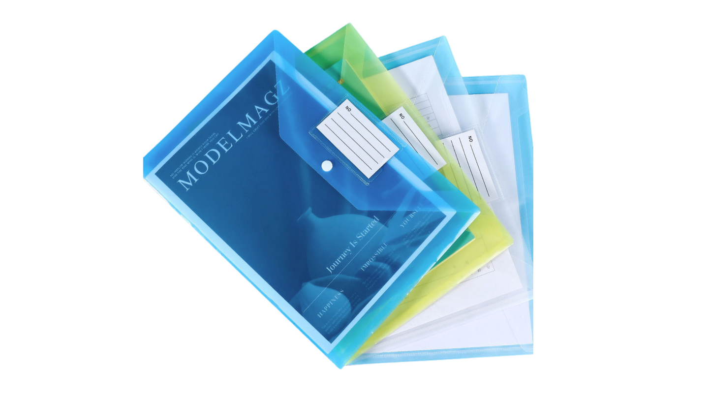 Transparent Button File Folder Document Pouch