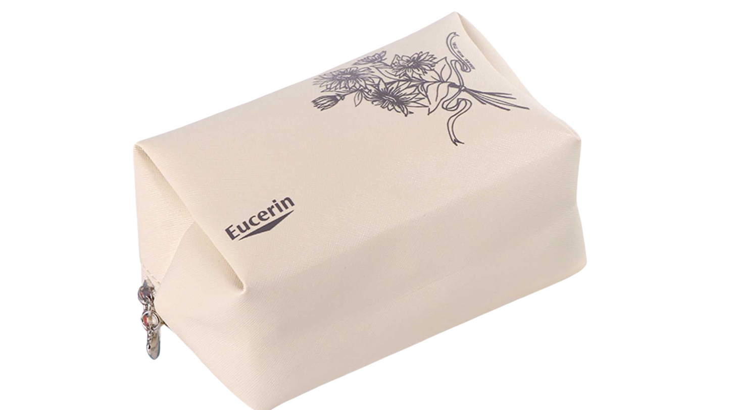 Beige Custom Travel Bag with Floral Print – Branded Toiletry Organizer for Corporate Gifting