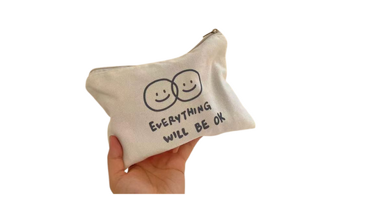 Custom White Canvas Zipper Pouch