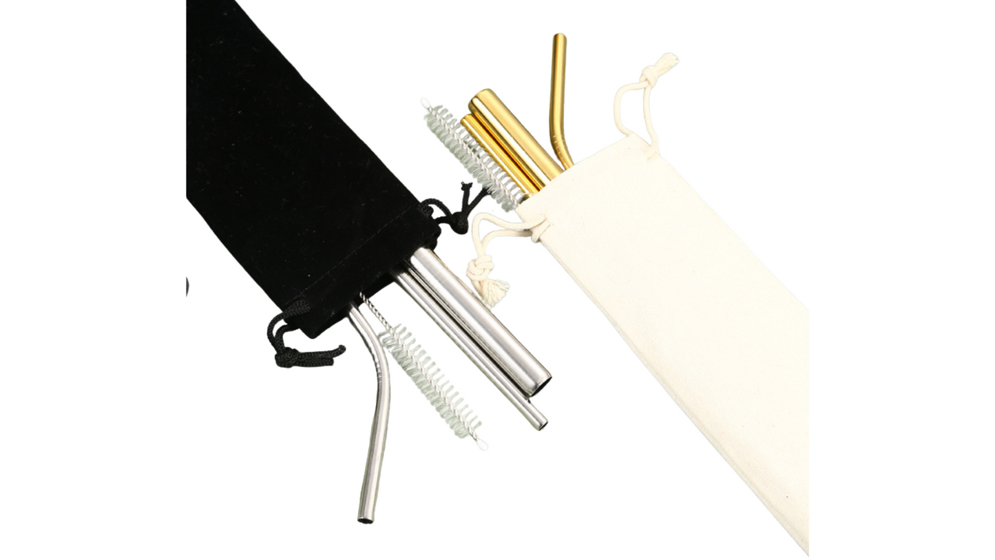 Colorful Reusable Straws with Travel Pouch