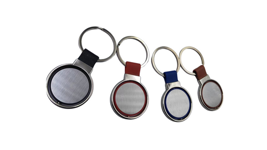 Metal and Leather Rotating Keychain