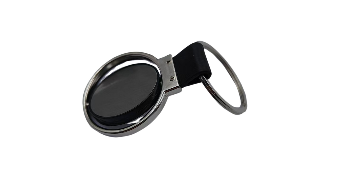 Metal and Leather Rotating Keychain