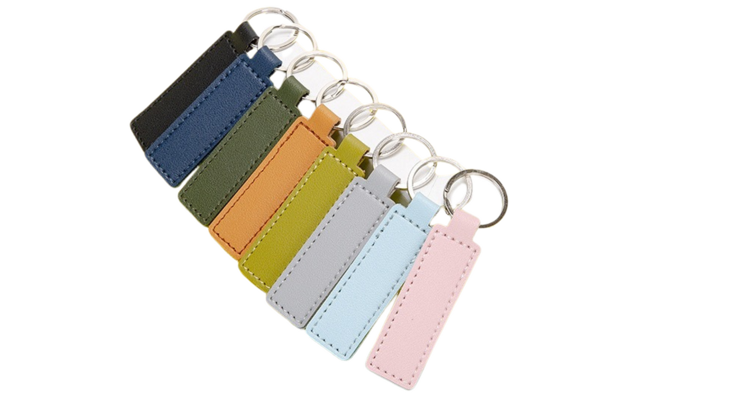 PU Leather Keychain with Double-Sided Stitching