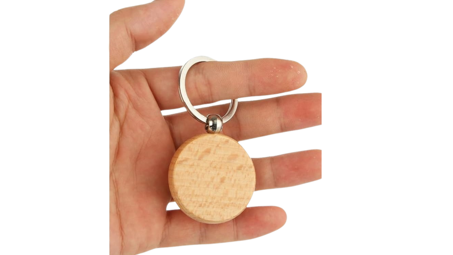 Round Beechwood Wooden Keychain Crafts