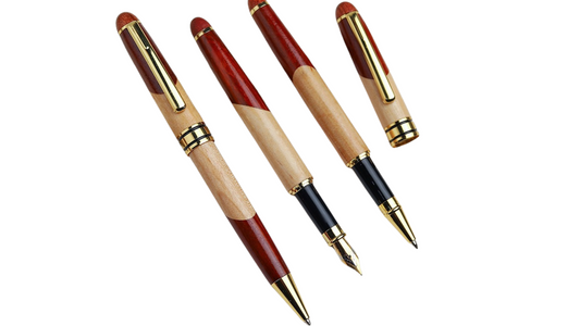 Vintage Two-Tone Bamboo & Metal Pen with Premium Refill