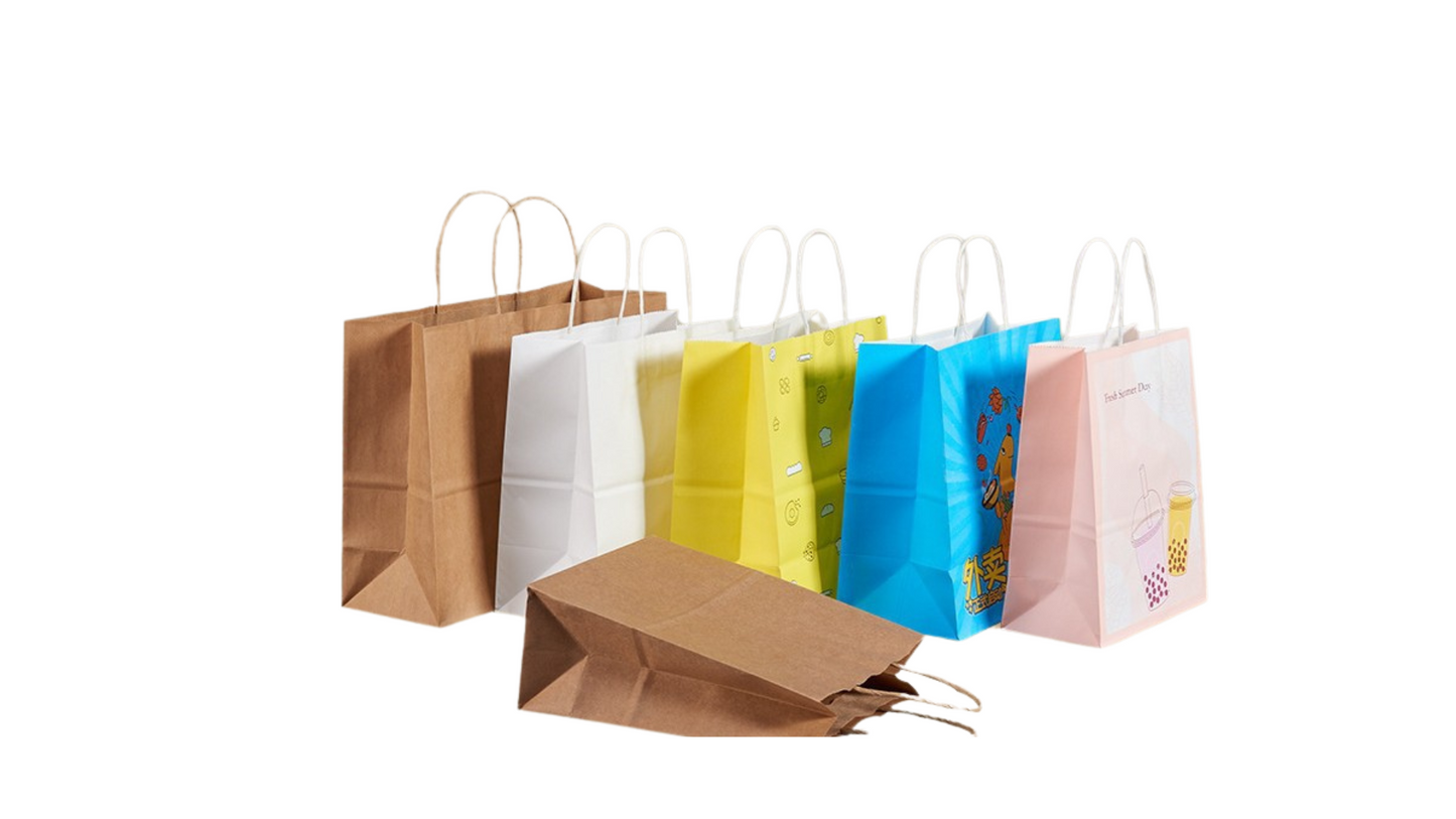 White Kraft Takeaway Paper Bags for Drinks