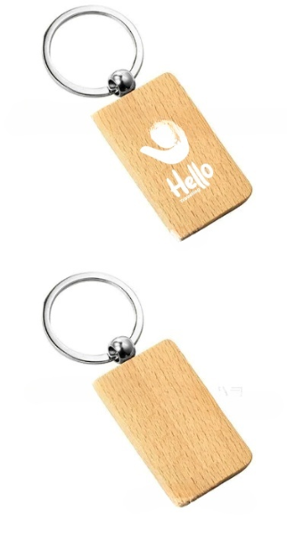 Rounded Rectangle Wooden Keychain - with Custom Logo Printing