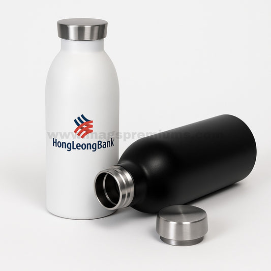 500ml stainless steel vacuum flask classic matt finish – black and white