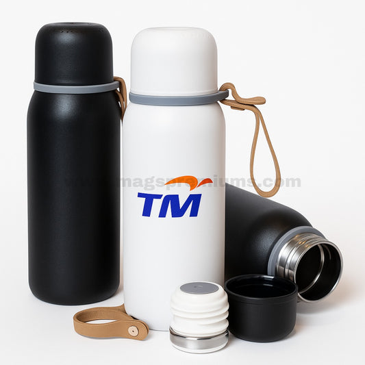 matte finish stainless steel 500ml insulated flask close-up