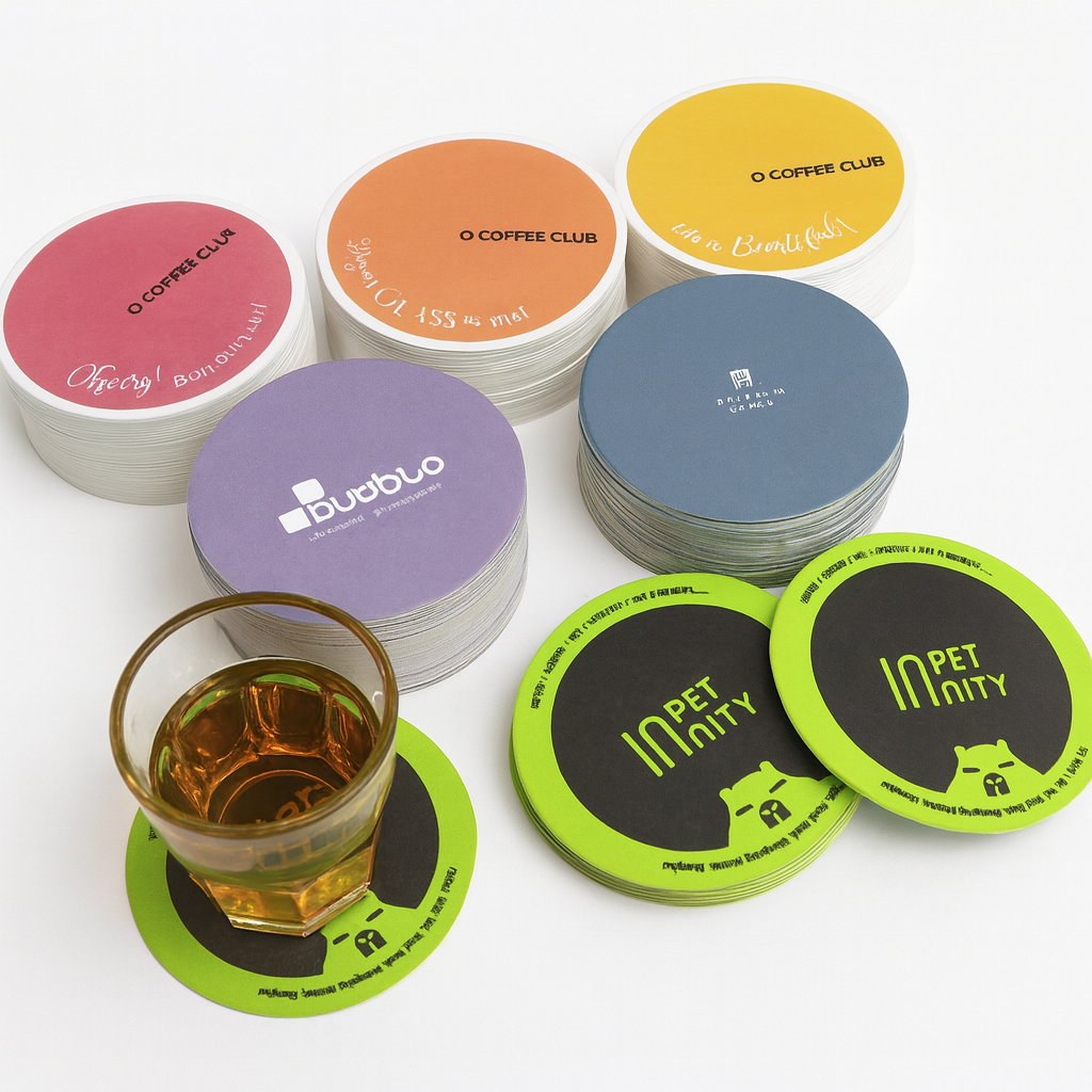 Custom Absorbent Paper Coasters – Personalized Drink Mats for Bars, Restaurants & Corporate Gifts