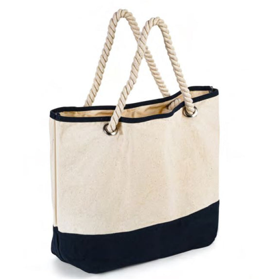 Custom Canvas Beach Bag with Rope Handles – Two-Tone Design