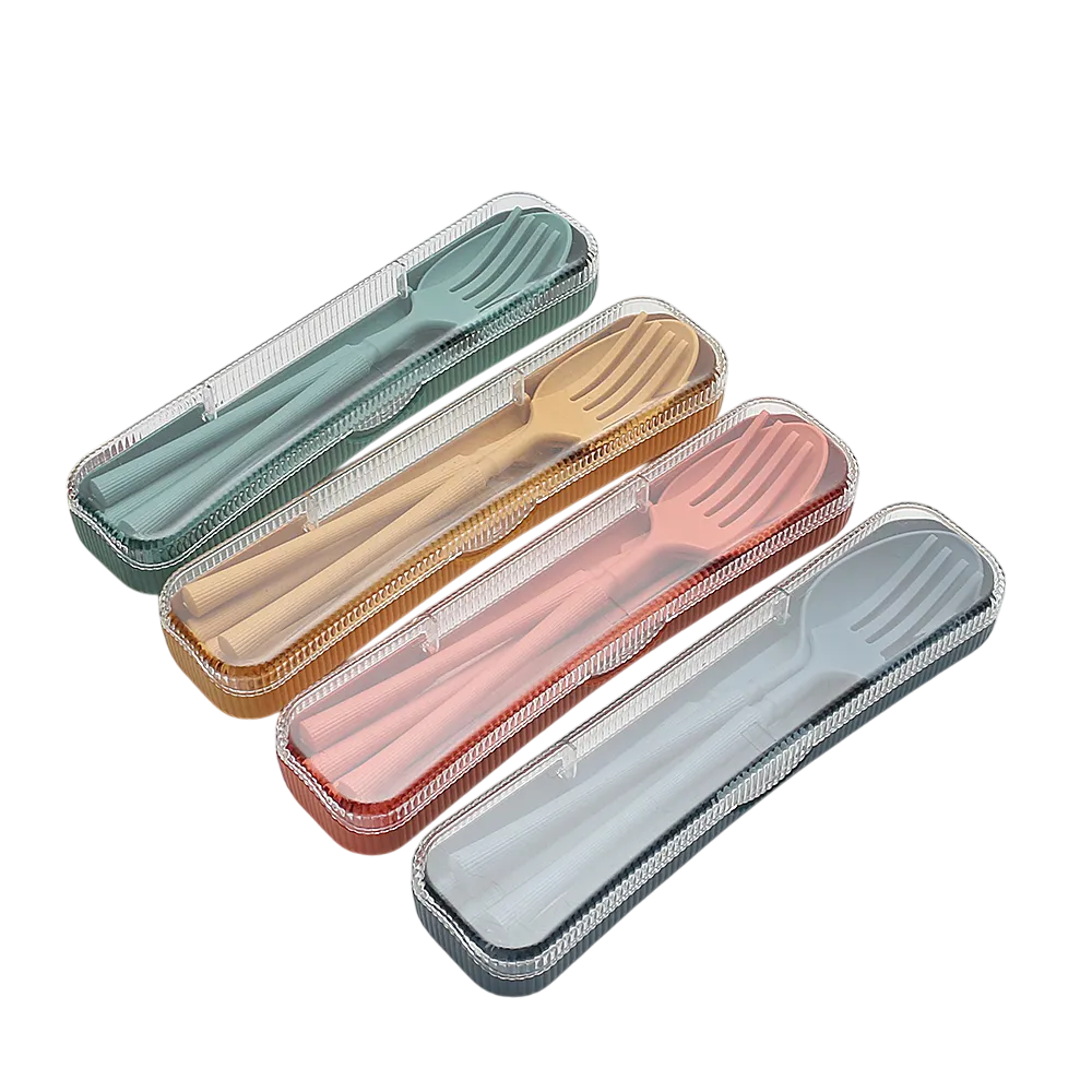 4-in-1 Cutlery Set | Eco-Friendly Wheat Straw Portable Utensil Set with Case