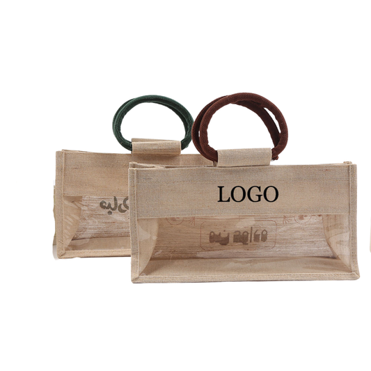 Custom Jute Gift Bag with Transparent Window – Premium Jute Gift Bag for Corporate Branding