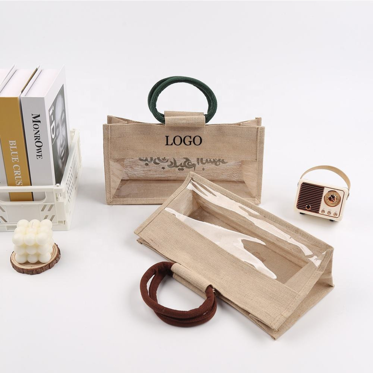 Custom Jute Gift Bag with Transparent Window – Premium Jute Gift Bag for Corporate Branding