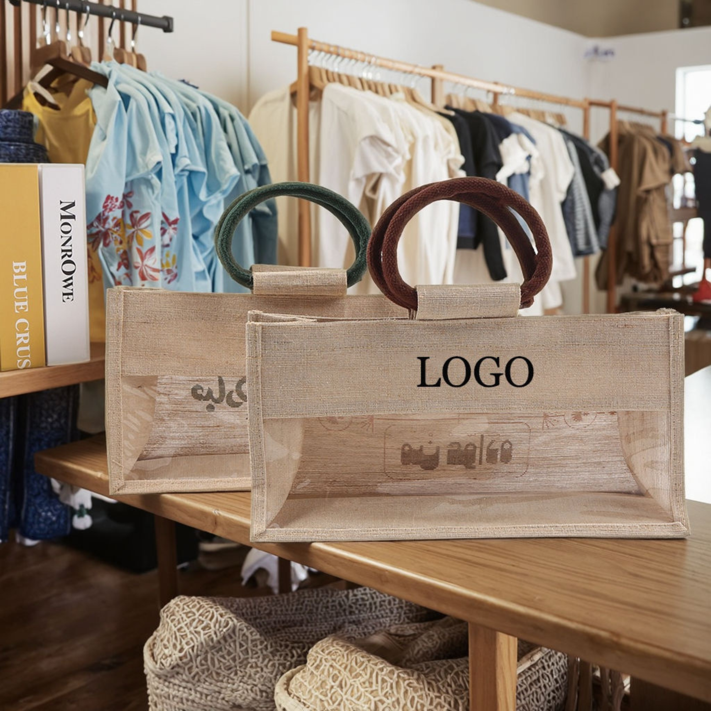 Custom Jute Gift Bag with Transparent Window – Premium Jute Gift Bag for Corporate Branding