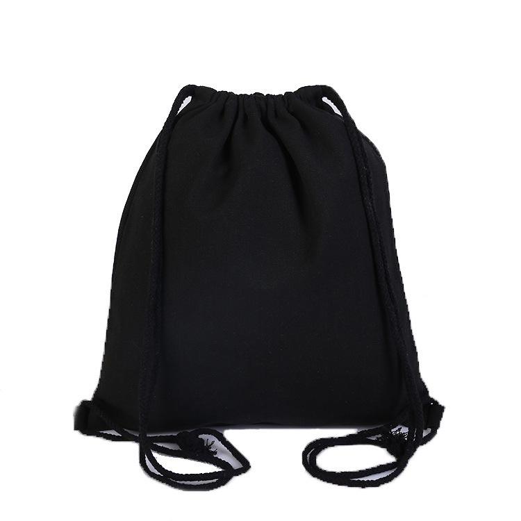 Black Canvas Drawstring Bag 12oz