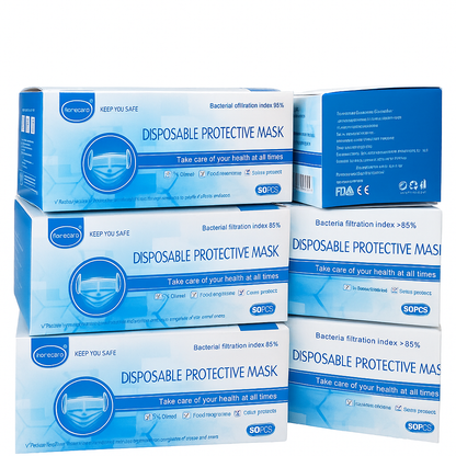 3 Ply Face Mask – CE Certified Disposable Face Mask with Elastic Ear Loops