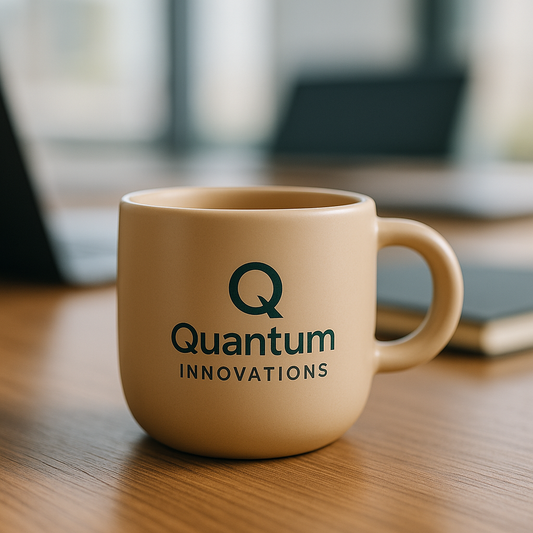 Custom ceramic promotional latte mugs with rounded handle design
