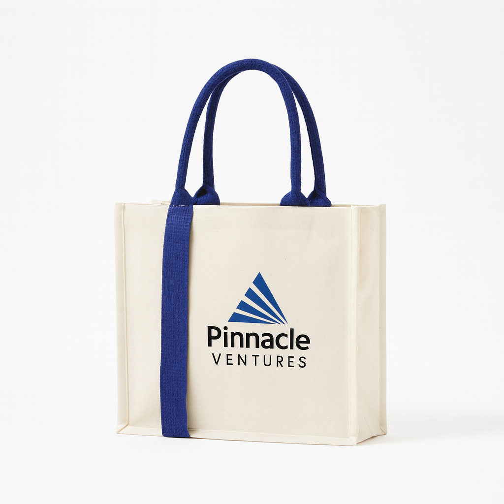 Custom Canvas Tote Bag with Blue Handles – Durable & Eco-Friendly Promotional Bag