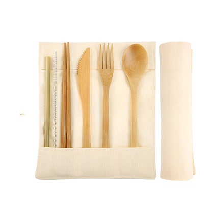 Cotton Canvas Bamboo Cutlery Pouch