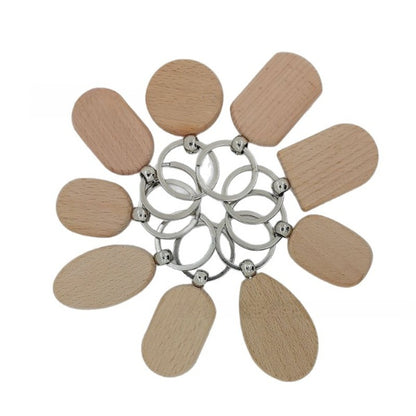 Wooden Keychains – Beech Wood Laser Engraved DIY Keychains