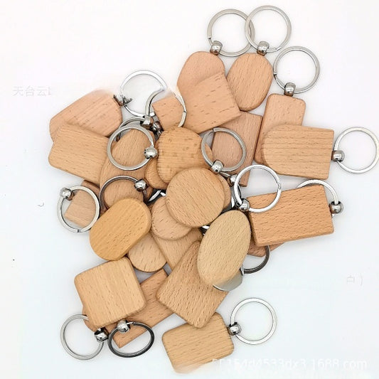 Wooden Keychains – Beech Wood Laser Engraved DIY Keychains