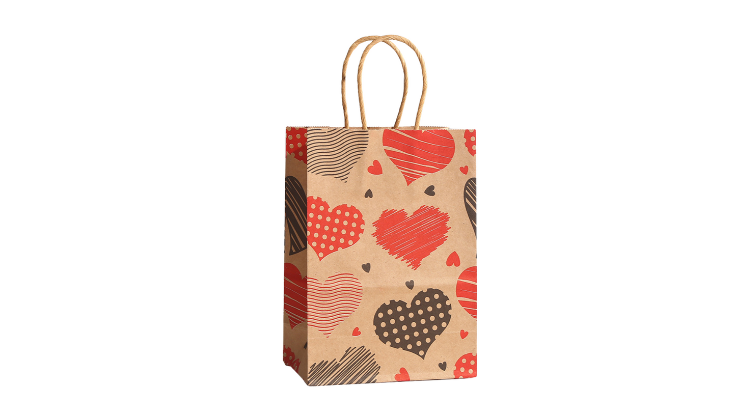 Valentine’s Day Love Heart Kraft Gift Bags