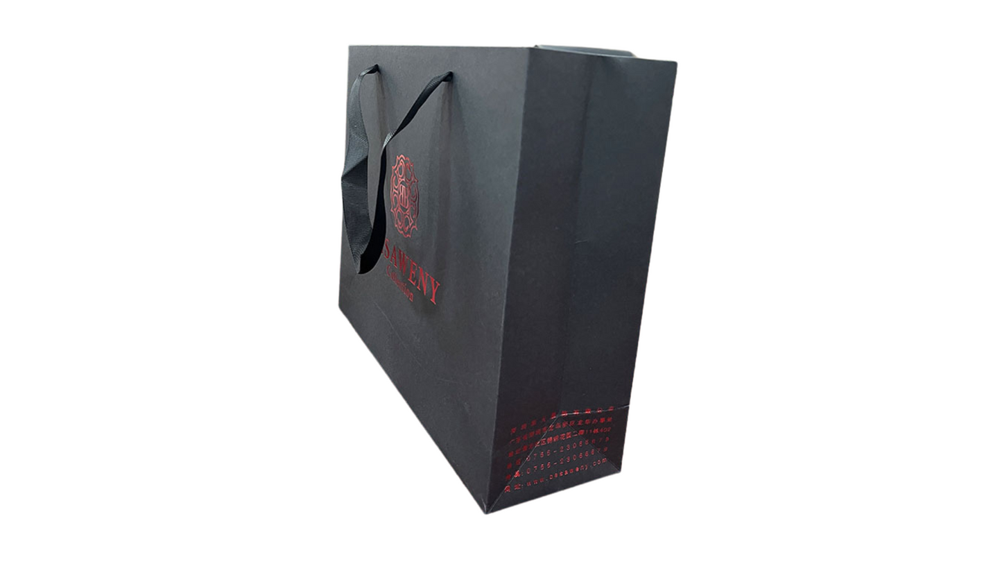 Black Cardstock Tote Bags with Gold Foil Logo