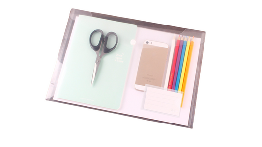 Transparent Button File Bag with Label Sticker