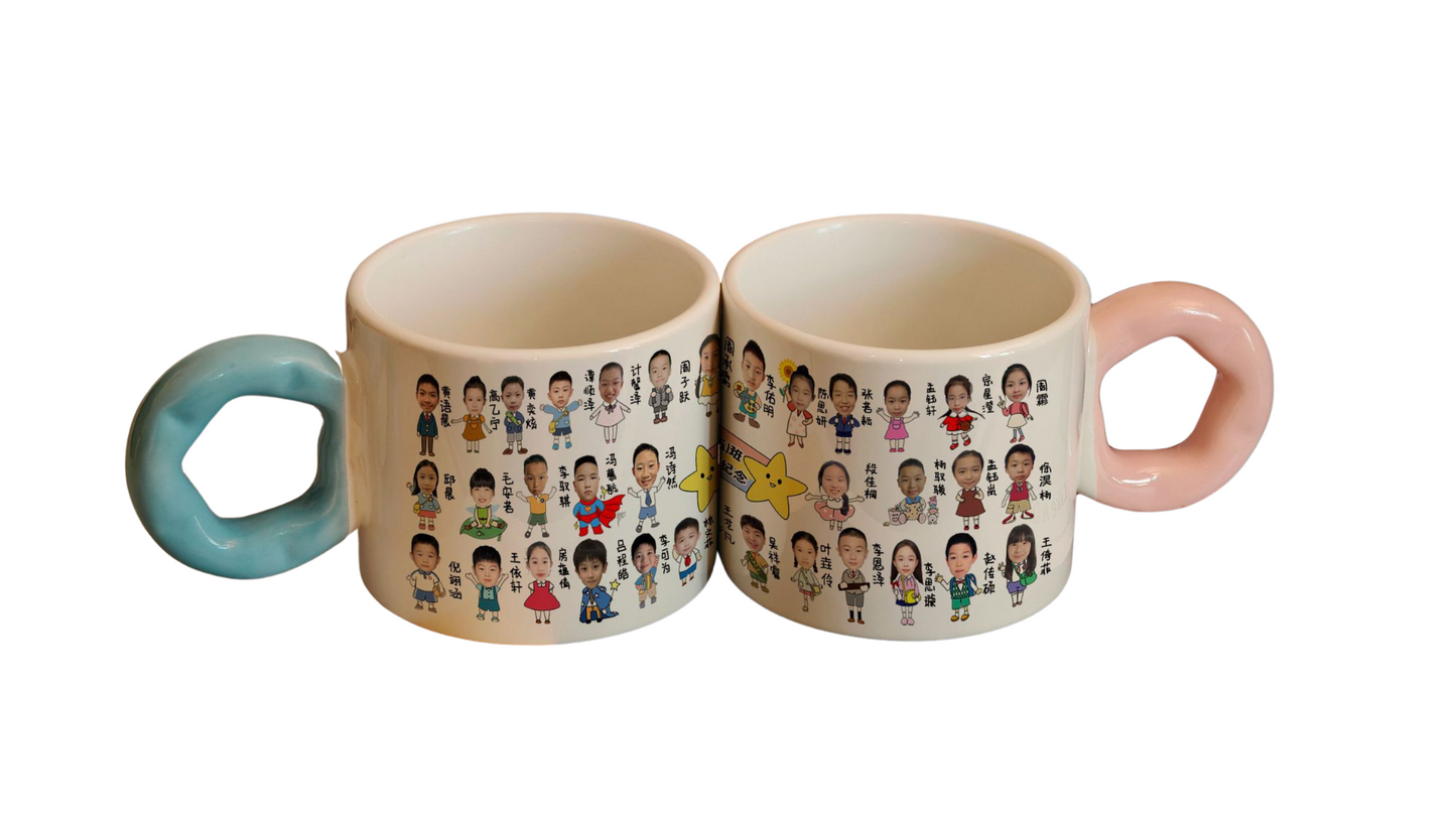 Cute Floral Handle Ceramic Mug