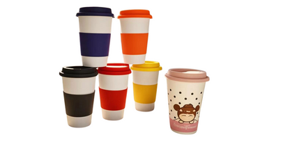 Ceramic Cup with Silicone Lid and Insulating Sleeve