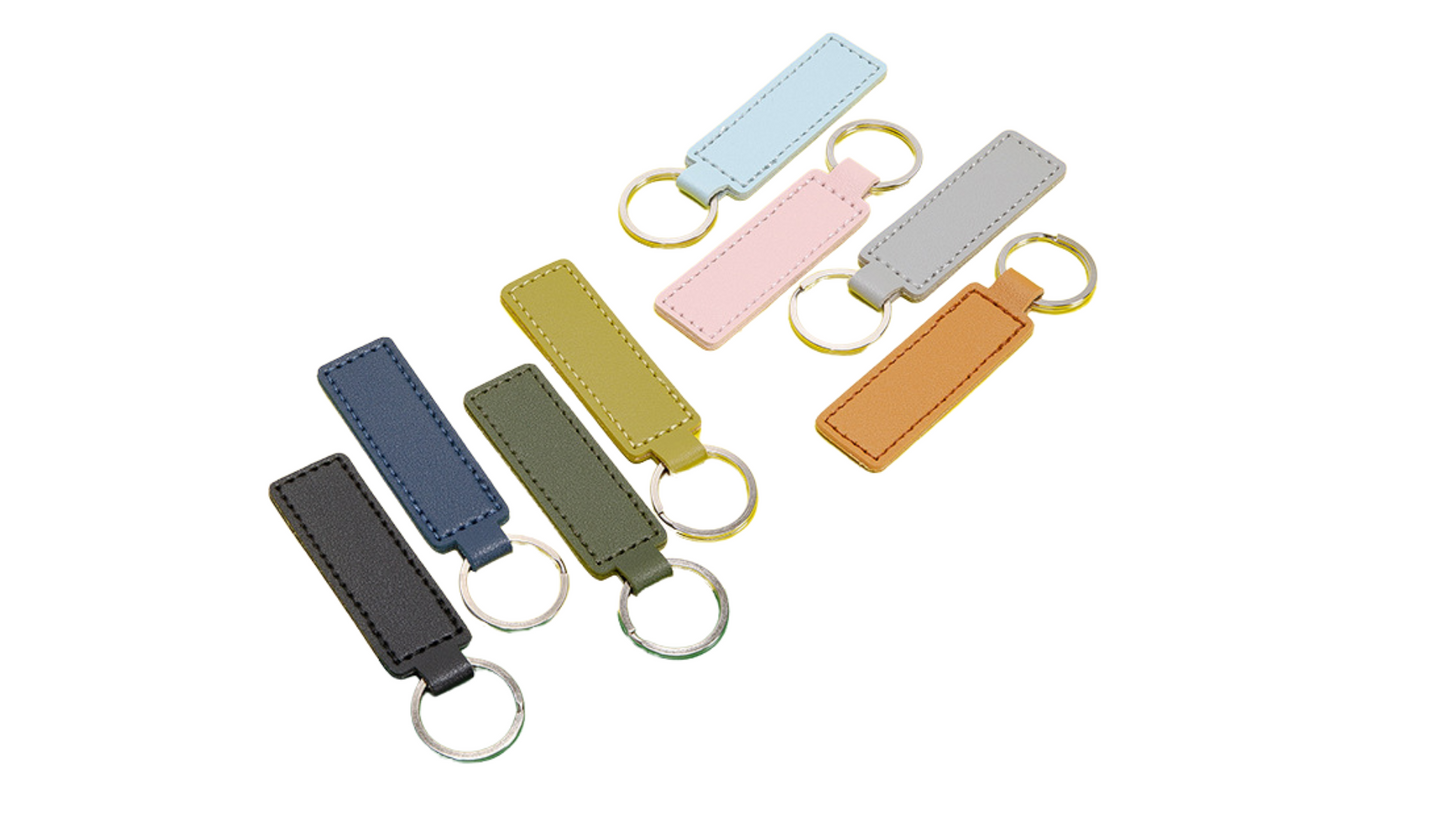 PU Leather Keychain with Double-Sided Stitching