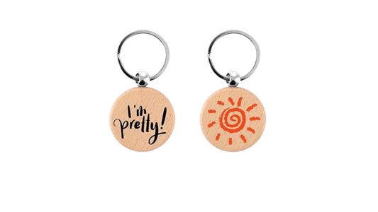 Round Beechwood Wooden Keychain Crafts