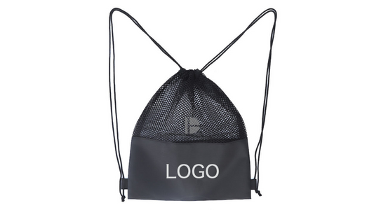 Mesh-Panel Polyester Drawstring Bag