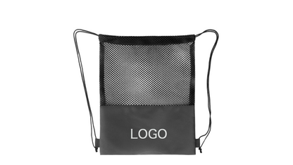 Mesh-Panel Polyester Drawstring Bag