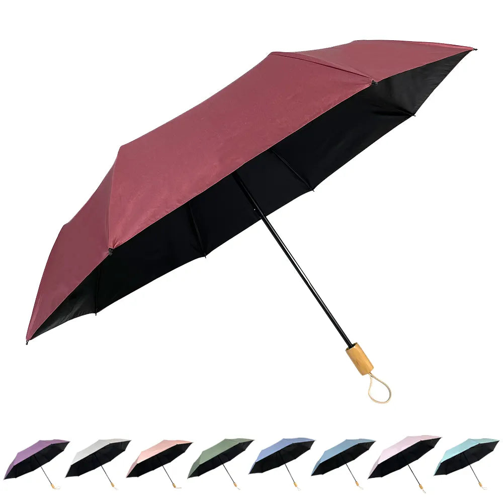 Wooden Handle Folding Umbrella