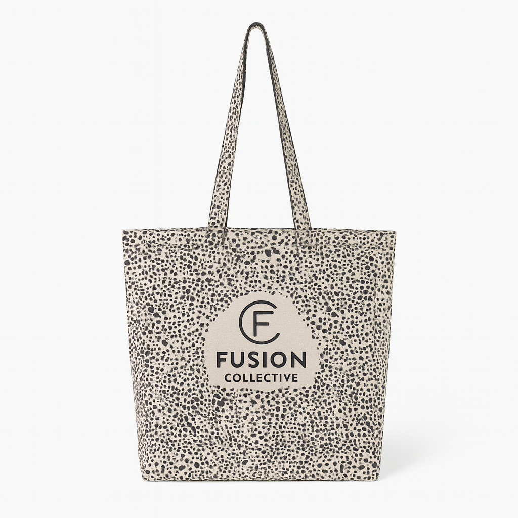 Promotional Canvas Tote Bag with Modern Speckled Print – Customizable for Branding